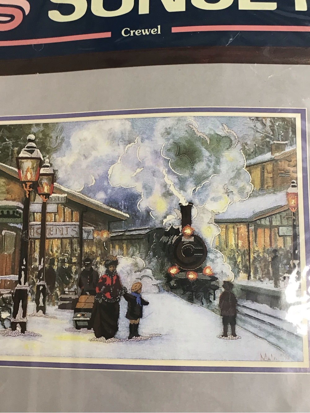 Sunset Dimensions Snow and Steam Crewel Embroidery Kit #11088 1995 Winter NEW